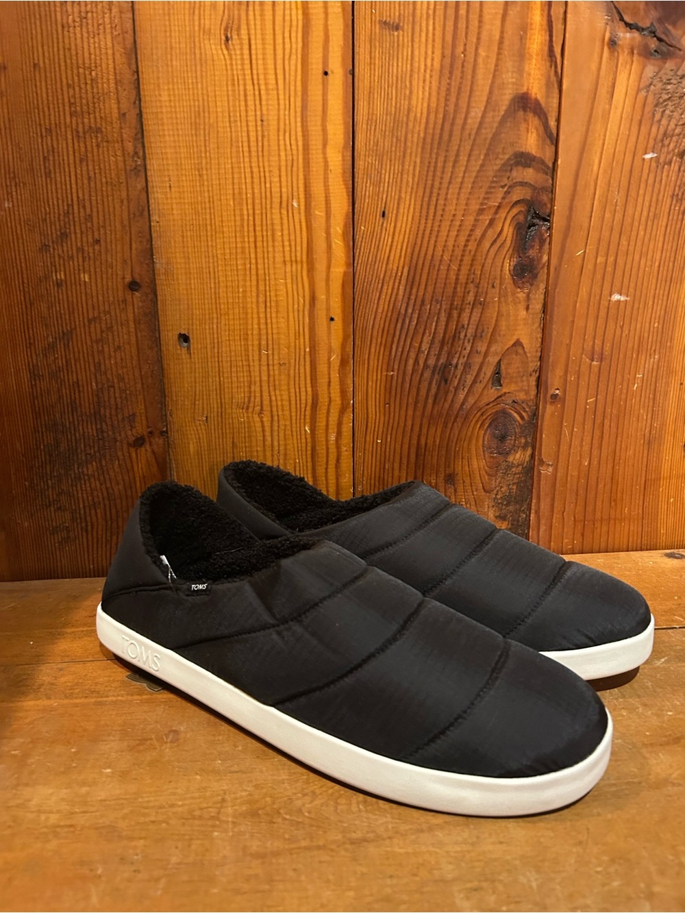 TOMS Men’s Black Quilted Slip-On Shoes- Brand new!